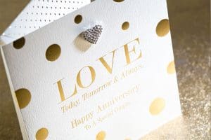gold hot foil embossed anniversary card