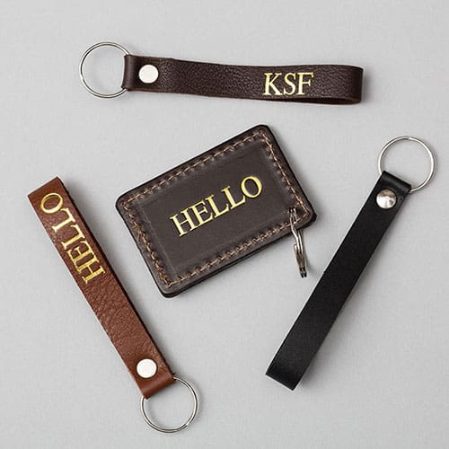 hot foil embossed leather key rings