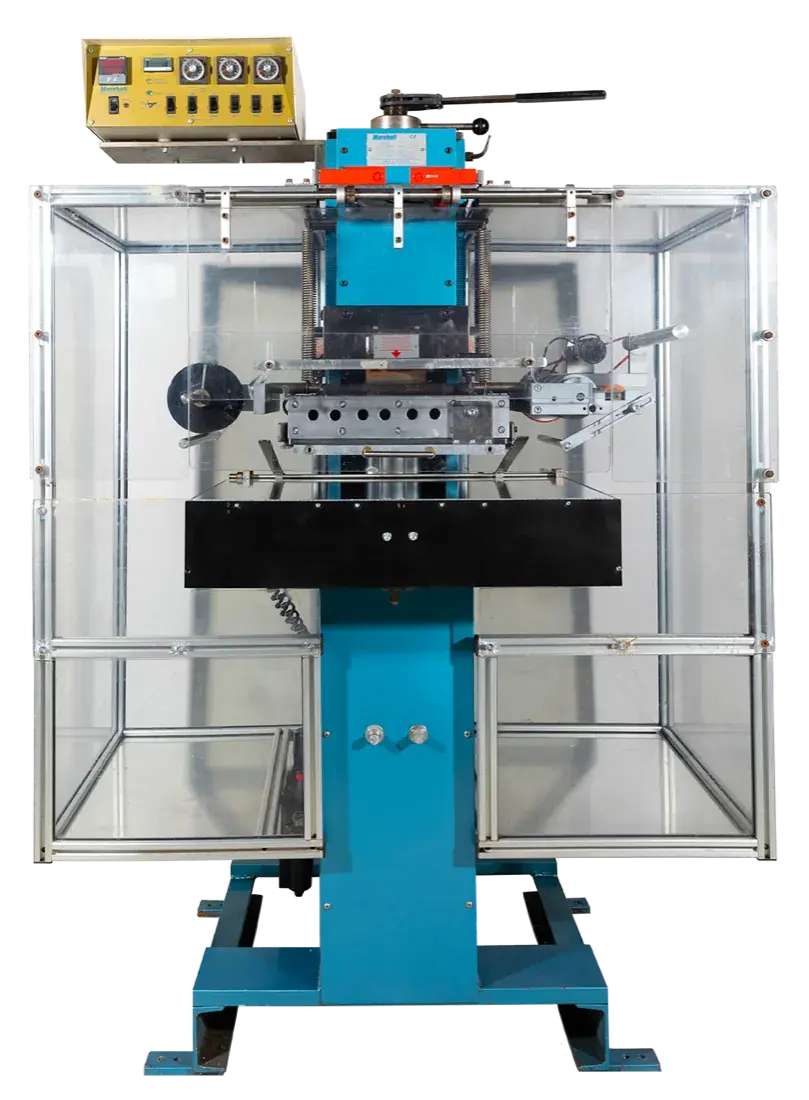 Pneumatic hot foil press with PLC control